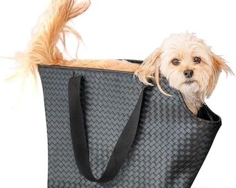 Peekaboo Pet Tote – Bolsa de viaje para perros y gatos, transportín suave con paneles de malla, para mascotas de hasta 11 kg, color negro