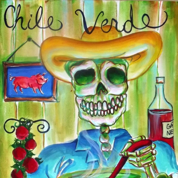 Chile Verde' signed print by artist Heather Calderón