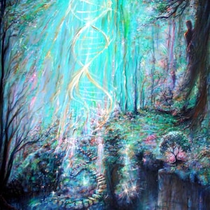 Original Oil and Acrylic Painting titled, &#39;Stairway to Heaven&#39; by Artist Heather Calderón
