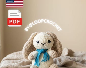 Patron de lapin au crochet PDF | Jolie poupée lapin | Amigurumi en velours | Jouet pour chambre d'enfant | Crochet débutant