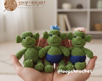 Mini peluche ogre amigurumi, modèle au crochet professionnel (PDF, anglais)