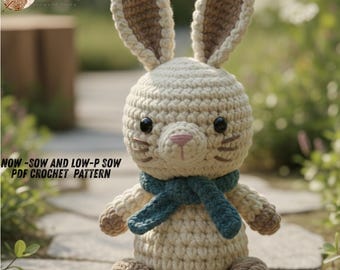Patron de lapin au crochet PDF | Lapin débutant Amigurumi | Poupée lapin en velours doux | Joli modèle de jouet fait main