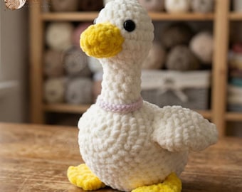 Amigurumi en peluche d'oie au crochet fait main | Joli canard au crochet | Décoration de chambre d'enfant | Cadeau baby shower | Animal de ferme doux