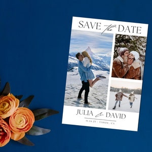 Multi Photo Save the Date Card, Wedding Save the Date, Modern Save the Date Template, Minimalist Save the Date Template, Digital Template