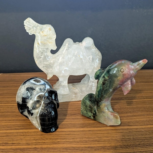 CLEARANCE - Large Mixed Variety Crystal Carvings | Quartz, Labradorite, Jasper, Volcano Agate, Fluorite & More