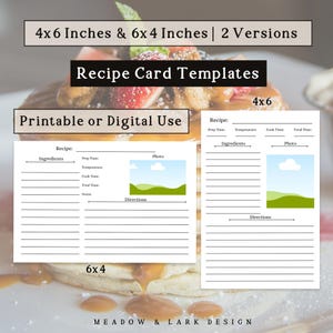 Editable Photo Recipe Card Template for Recipe Box, Recipe Organizer, Recipe Journal, Custom Recipe Book, Recipe Keepsake, Handwritten