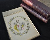 Brass Tone Ladies 39 Note Pad Vintage 1950s Feminine Illustrated Pad Bridge Score Pad