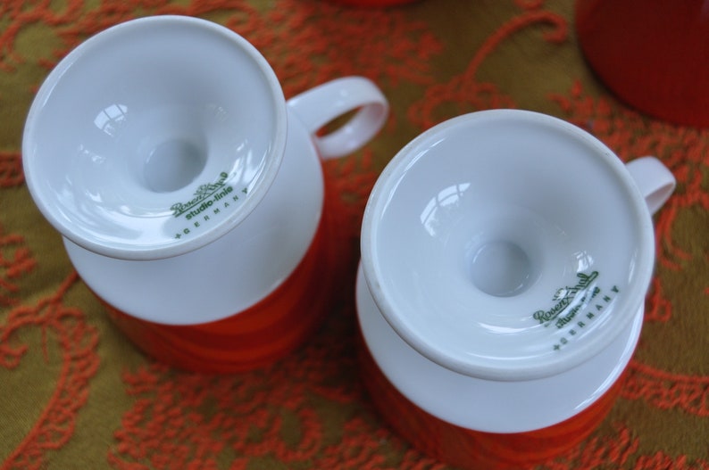Vintage Rosenthal Tea Cup and Enameled Kettle Set, MCM Orange Kitchen Wares, 2 Piece Bundle - Dorm Room Decor bild 7