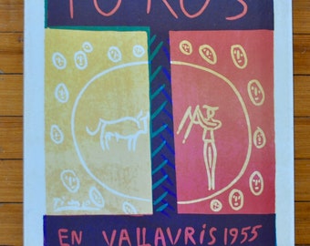 Toros in Vallauris 1955/Serigraph Poster After Picasso Lithograph/Gift for Taurus/Modern Art Wall Decor