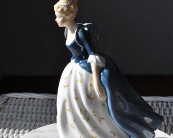 Vintage Embellished Alison Royal Doulton Figurine/Late for Her Lessons!/Regency Style Fashion/Fun Upcycled Ceramics