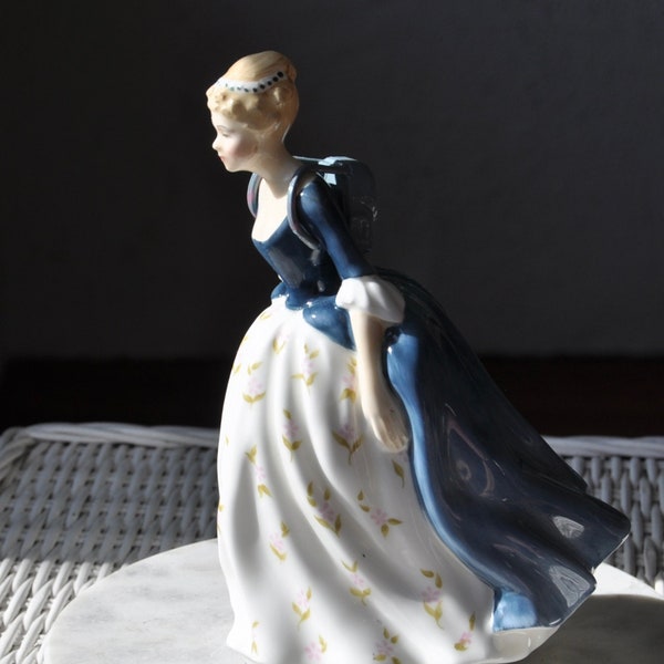 Vintage Embellished Alison Royal Doulton Figurine/Late for Her Lessons!/Regency Style Fashion/Fun Upcycled Ceramics