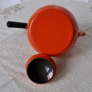 Vintage Rosenthal Tea Cup and Enameled Kettle Set, MCM Orange Kitchen Wares, 2 Piece Bundle - Dorm Room Decor bild 4