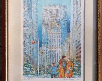 New York Park Avenue Noel Vintage Framed Lithograph The Worlds Most Romantic Cities