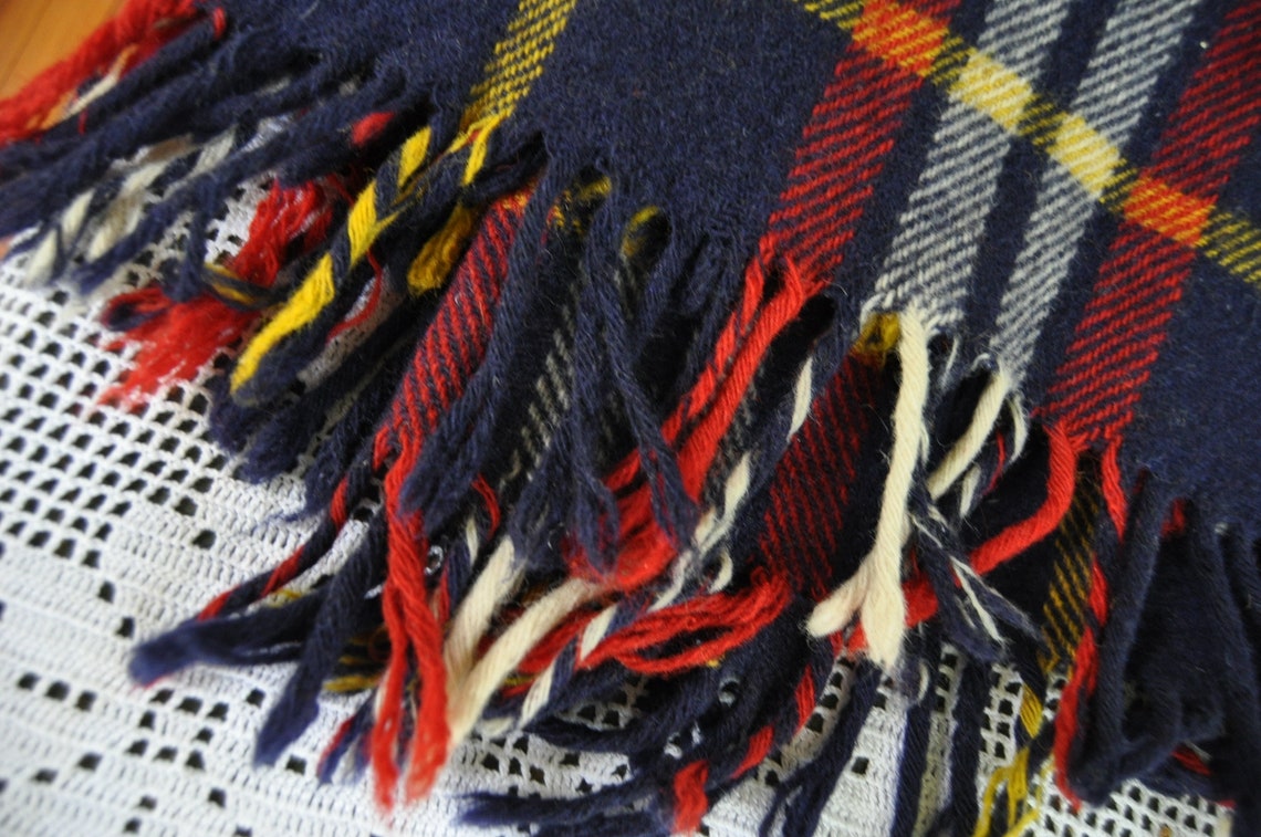 Vintage Abercrombie and Fitch Plaid Wool Throw Blanket/Retro Etsy