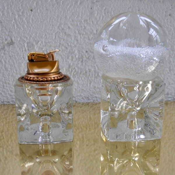 Vintage 1940s Evans Crystal and Gold Tone Table Lighter