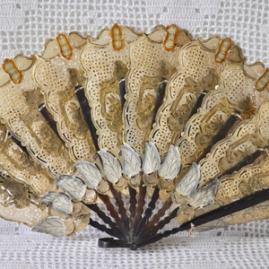 Rare Pierced Vellum Hand Fan - 1880's - Dutch Indonesian