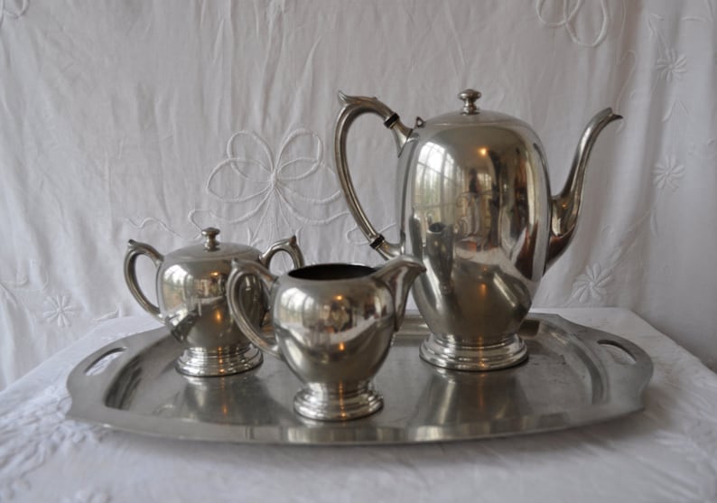 Colonial Revival Pewter Tea Set/vintage 1940s/poole Pewter Etsy