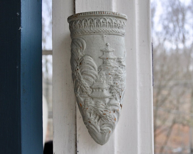 Vintage ceramic wall pocket vintage 1930s wall bud vase with raised