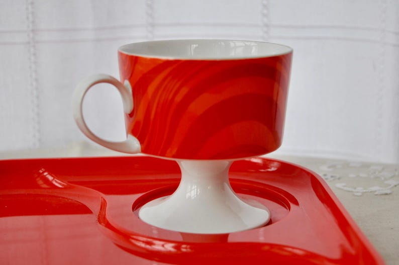 Vintage Rosenthal Tea Cup and Enameled Kettle Set, MCM Orange Kitchen Wares, 2 Piece Bundle - Dorm Room Decor bild 6