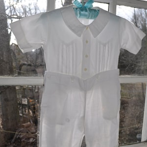 Darling Pure White Cotton Vintage 1940s Two Piece Boys Shorts Set Middy Play Suit Size 4