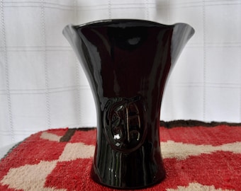 Amethyst Glass Souvenir Vase, Vintage 1930s, Chicago World's Fair, LE Smith: Black Flower Vase - Halloween, Dark Academia Decor