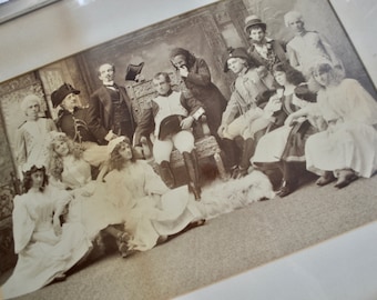 Drag Theatre Troupe Group Photo Portrait/Antique Circa 1910/Black and White Photograph Of Theatre Troupe in Costume