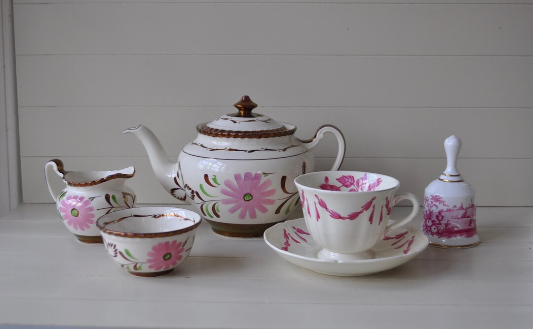 Pink Regencycore Assembled Vintage Personal Tea Set/lustreware Tea Pot
