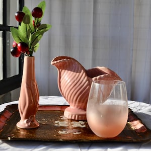 Vintage 1940s Mauve Pink Ceramics Bundle, 3 Piece Set: Padre Potteries Bowl Vase,