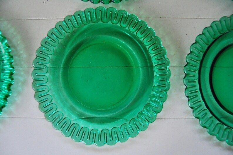 Green Glass Plates Vintage