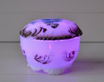 Box of Light Powder Jar/Dreamy Boudoir Night Light/Reimagined Antique Powder Vanity Canister/Earth Friendly Decor
