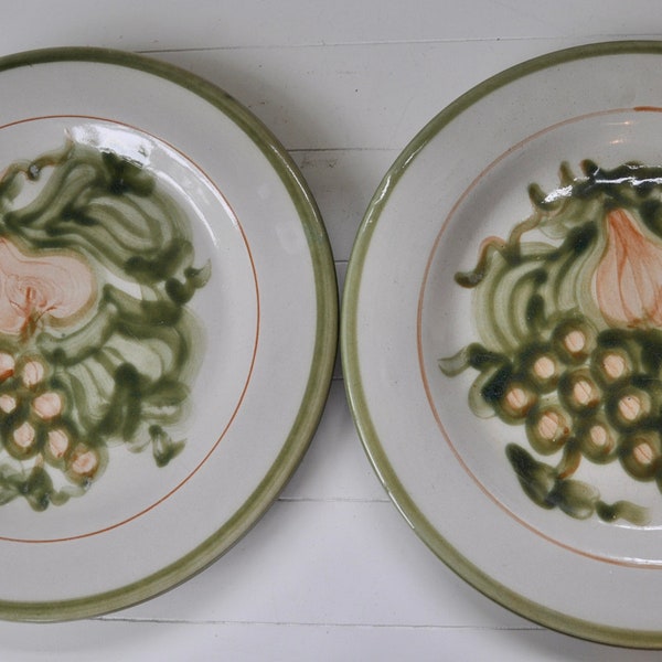 Vintage Louisville Pottery Harvest Platter/Oval Stoneware Serving Plate/Hand Painted Fruit