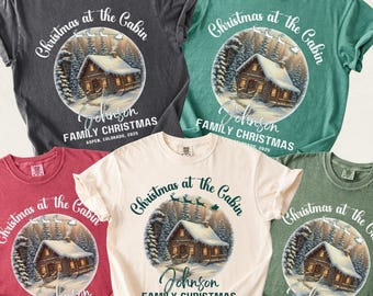 Custom Family Christmas at the Cabin Shirts, Matching Family Christmas Tshirt, Custom Family Christmas Shirts, Winter Lodge Ski Vacation Tee