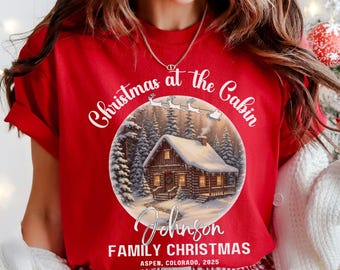 Custom Family Christmas at the Cabin Shirts, Matching Family Christmas Tshirt, Custom Family Christmas Shirts, Winter Lodge Ski Vacation Tee