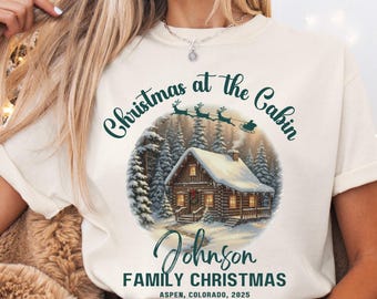 Custom Family Christmas at the Cabin Shirts, Matching Family Christmas Tshirt, Custom Family Christmas Shirts, Winter Lodge Ski Vacation Tee