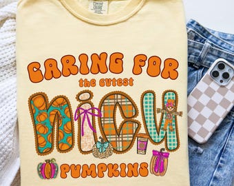 Fall NICU Nurse Shirt Comfort Colors NICU Fall Shirt, Neonatal Intensive Care Unit Shirt, Nicu Crew Shirt,Nicu Pumpkin Shirt,Nicu Nurse Gift
