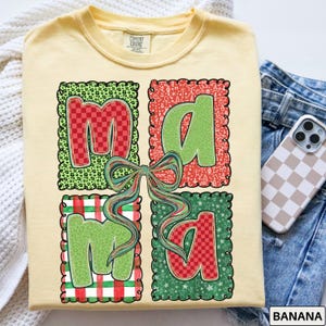 Christmas Mama Shirt Comfort Colors, Christmas Mom Shirt, Coquette Mama Shirt, Mama Holiday Shirt, Mom Tees, New Mama Gifts, Xmas Mama Tees
