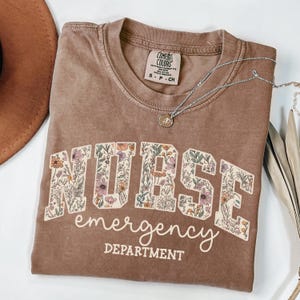 Emergency Nurse Shirt Comfort Colors, ER Nurse Shirt, Floral Nurse Shirt,Emergency Department Nurse Shirt,ER Nurse Gift,Emergency Room Shirt