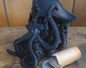 鋳鉄製のスカル貯金箱 - ヴィンテージスケルトン機械式貯金箱 - Etsy 日本