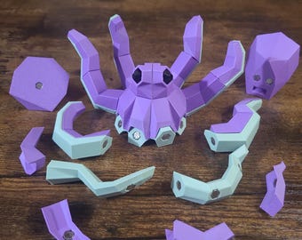 3D Puzzle Octopus, Magnetic Fit, Low Poly Figure, Fidget Toy, Physical Print | Manabun Lab