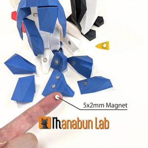 May include: A blue, white, and black geometric puzzle with magnetic pieces. The puzzle is assembled into a penguin shape. A close-up of a 5x2mm magnet is shown. The text "Thanabun Lab" is visible in the image.