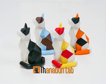 3D Puzzle Cat, Magnetic Fit, Low Poly Figure, Fidget Toy, 3D Print | Manabun Lab