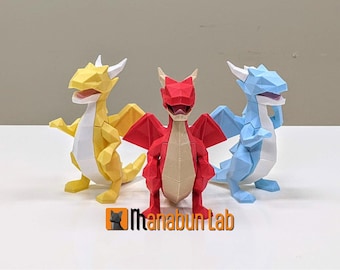 3D Puzzle Dragon, Magnetic Fit, Low Poly Figure, Fidget Toy, Physical Print | Manabun Lab