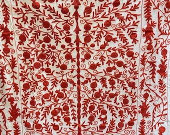 Hand Embroidered Suzani Throw: Indian Floral Tapestry, Uzbek Bedspread