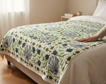 Manta Suzani bordada a mano: tapiz floral indio, colcha uzbeka