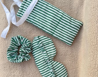 Handmade Organic Cotton Sleep Mask Set: Bamboo Padding, Scrunchie & Pouch