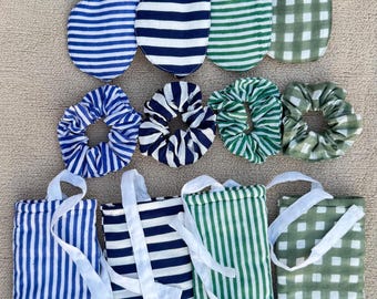 Handmade Cotton Eye Mask Set: Bamboo Fiber Padding, Scrunchy & Pouch