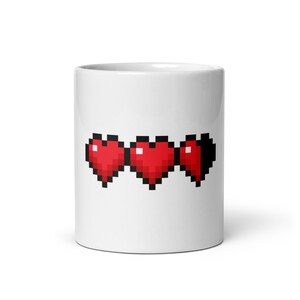 Pixel Heart Coffee Mug, Gamer Gift, Nerd Mug, Pixel Art Mug, Retro Gaming, Cute Coffee Cup, Gift for Gamers, Valentine&#39;s Day Gift