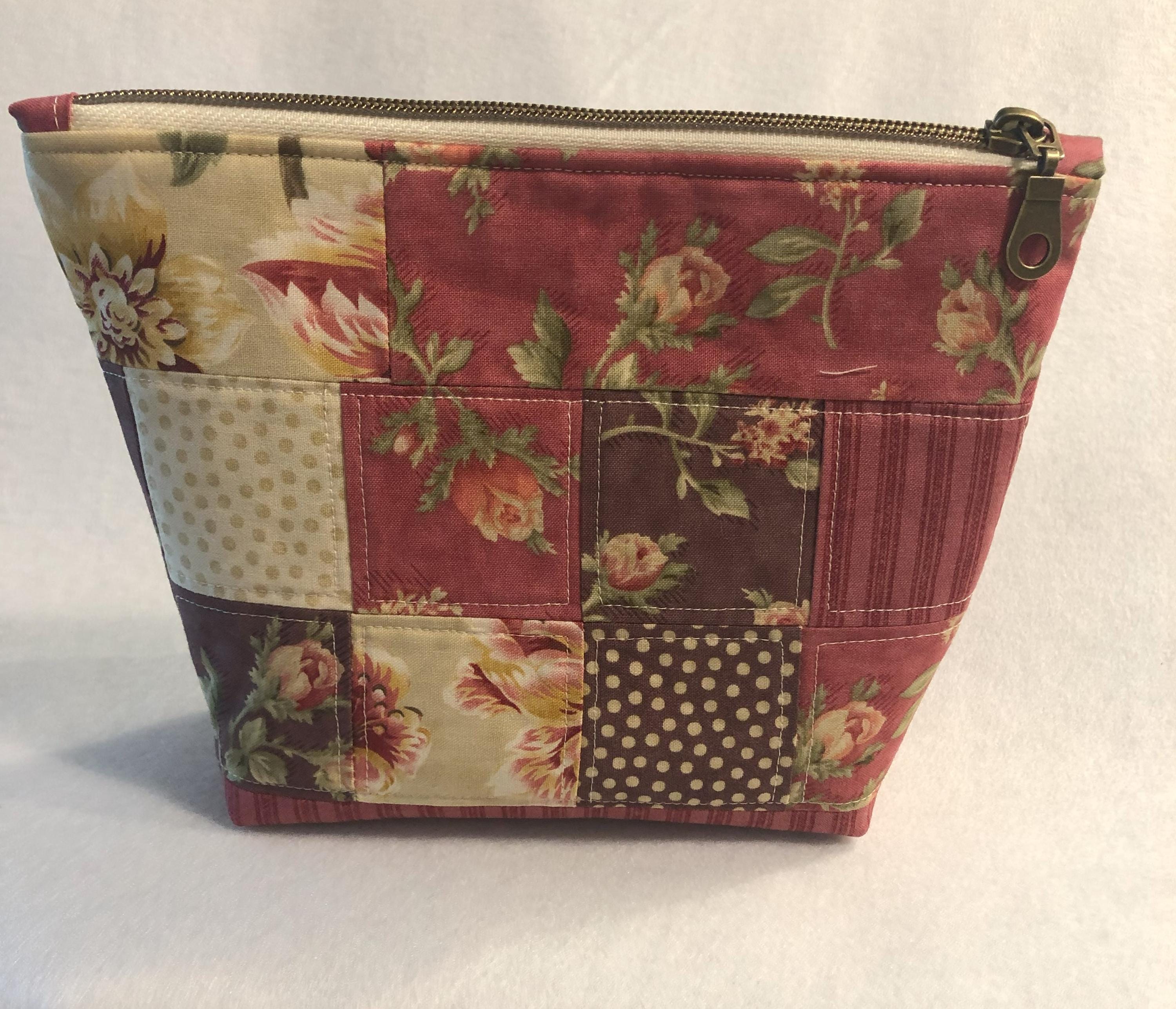 Quilted and Lined Zip Bag With Monogram Letter 