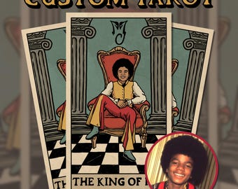Custom Tarot Card Hand Drawn Personalized Gift Vintage Illustration Art from your concept