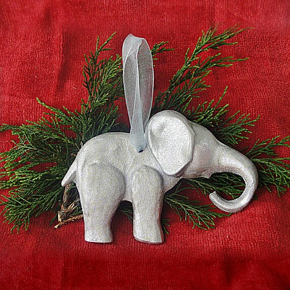 Items similar to Elephant Christmas Ornaments Party Favor Silver on Etsy